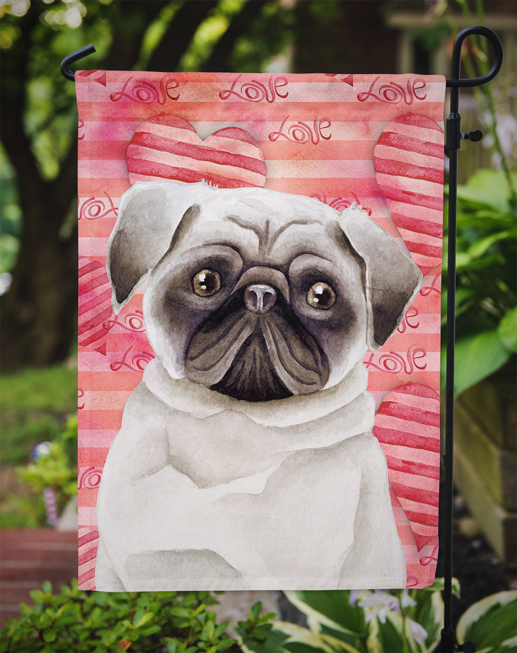 Pug Love Garden Flag Mailbox Decorative Yard Banner Outside Patio Artwork for Flower Beds, Garden Size, Multicolor