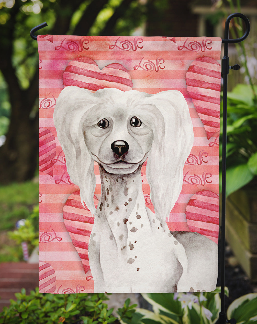 Chinese Crested Love Garden Flag Mailbox Decorative Yard Banner Outside Patio Artwork for Flower Beds, Garden Size, Multicolor