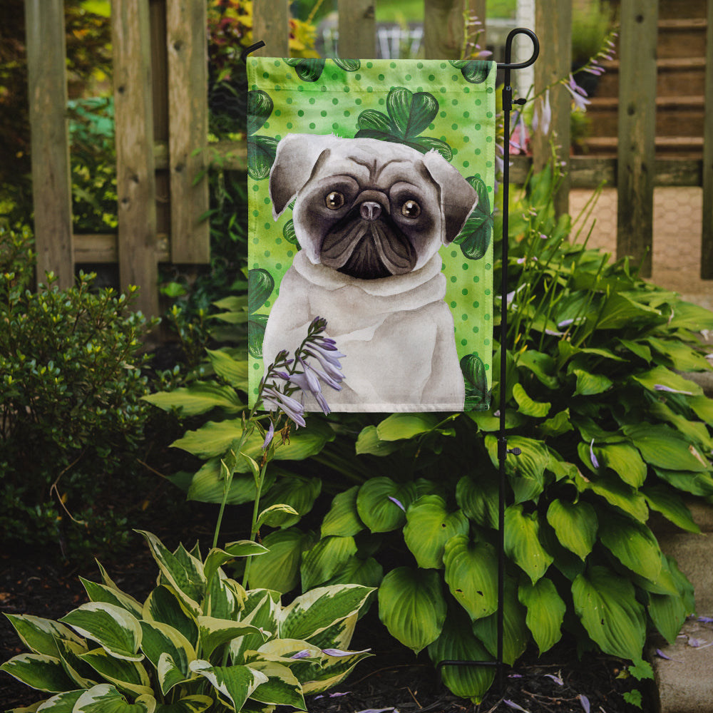 Pug Shamrocks Garden Flag Mailbox Decorative Yard Banner Outside Patio Artwork for Flower Beds, Garden Size, Multicolor