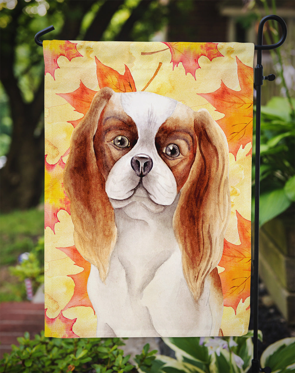 Cavalier Spaniel Fall Garden Flag Mailbox Decorative Yard Banner Outside Patio Artwork for Flower Beds, Garden Size, Multicolor