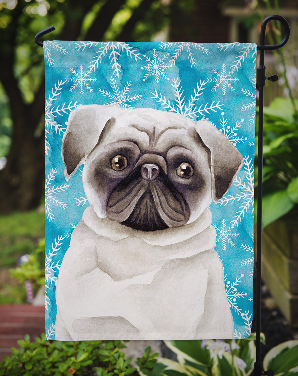 Pug Winter Garden Flag Mailbox Decorative Yard Banner Outside Patio Artwork for Flower Beds, Garden Size, Multicolor