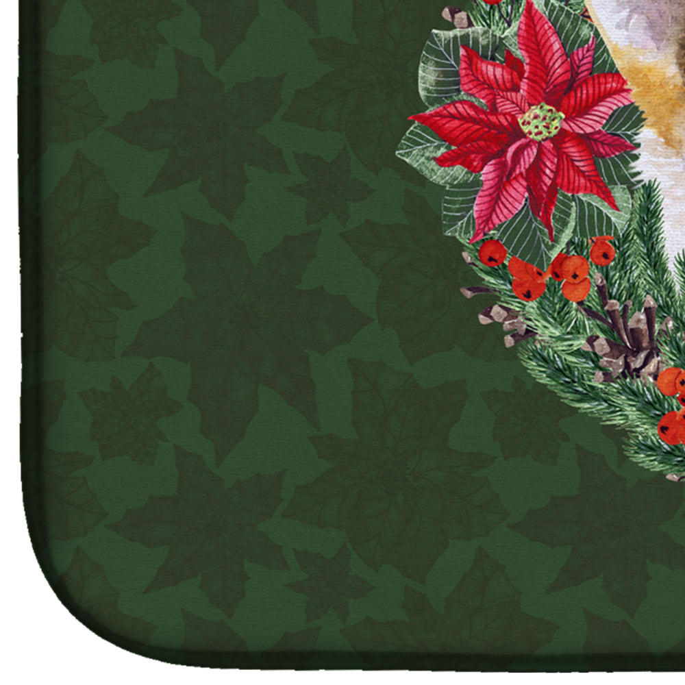 Pembroke Corgi Poinsetta Wreath Dish Drying Mat Absorbent Dish Drying Mat Pad for Kitchen Counter Dish Drainer Mat for Countertop, 14 x 21", Multicolor