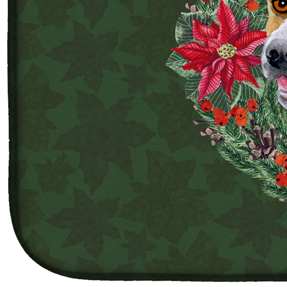 American Staffordshire Poinsetta Wreath Dish Drying Mat Absorbent Dish Drying Mat Pad for Kitchen Counter Dish Drainer Mat for Countertop, 14 x 21", Multicolor