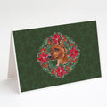 Miniature Pinscher Poinsetta Wreath Greeting Cards Pack of 8 Blank Cards with Envelopes Whimsical A7 Size 5x7