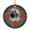 Moscow Watchdog Poinsetta Wreath Ceramic Ornament Christmas Tree Hanging Decorations for Home Christmas Holiday, Party, Gift, 3 in, Multicolor