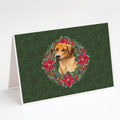 Rhodesian Ridgeback Poinsetta Wreath Greeting Cards Pack of 8 Blank Cards with Envelopes Whimsical A7 Size 5x7