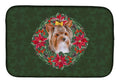 Yorkshire Terrier #2 Poinsetta Wreath Dish Drying Mat Absorbent Dish Drying Mat Pad for Kitchen Counter Dish Drainer Mat for Countertop, 14 x 21", Multicolor