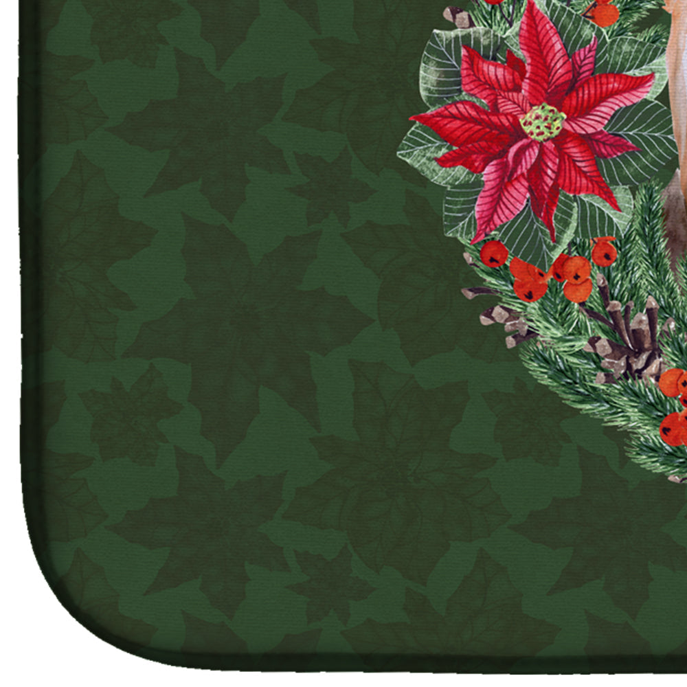 Yorkshire Terrier #2 Poinsetta Wreath Dish Drying Mat Absorbent Dish Drying Mat Pad for Kitchen Counter Dish Drainer Mat for Countertop, 14 x 21", Multicolor