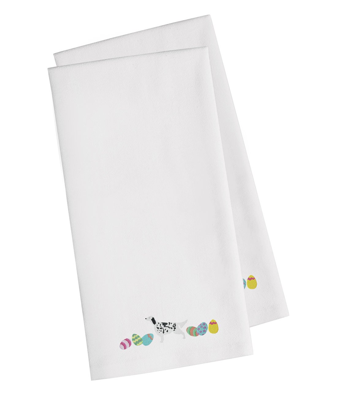 English Setter Easter White Embroidered Towel Set of 2 Decorative Bathroom Guest Hand Towel for Hand, Face, Tea, Dishcloth, 19 X 25, White