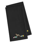 Italian Greyhound Easter Black Embroidered Towel Set of 2 Decorative Bathroom Guest Hand Towel for Hand, Face, Tea, Dishcloth, 19 X 25, Black