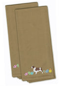 Welsh Springer Spaniel Easter Tan Embroidered Towel Set of 2 Decorative Bathroom Guest Hand Towel for Hand, Face, Tea, Dishcloth, 19 X 25, Tan