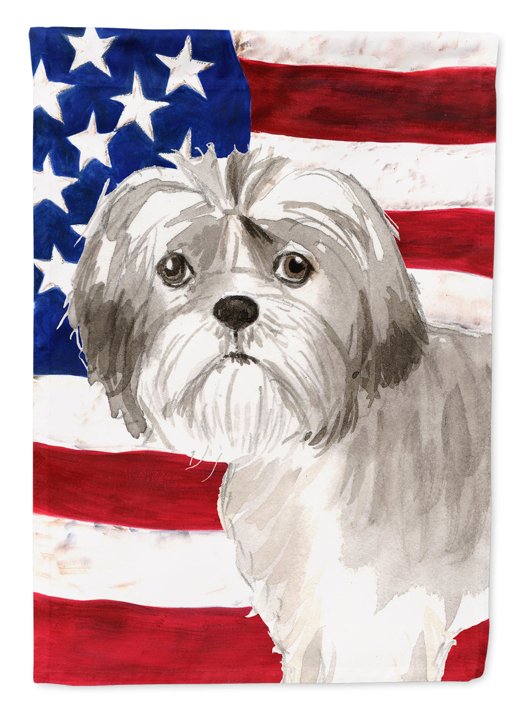 Patriotic USA Shih Tzu Puppy Garden Flag Mailbox Decorative Yard Banner Outside Patio Artwork for Flower Beds, Garden Size, Multicolor