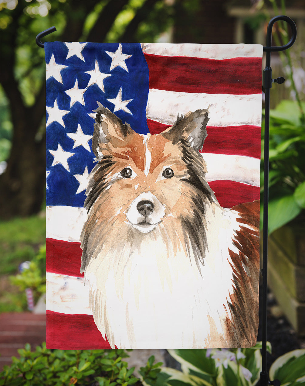 Patriotic USA Sheltie Garden Flag Mailbox Decorative Yard Banner Outside Patio Artwork for Flower Beds, Garden Size, Multicolor
