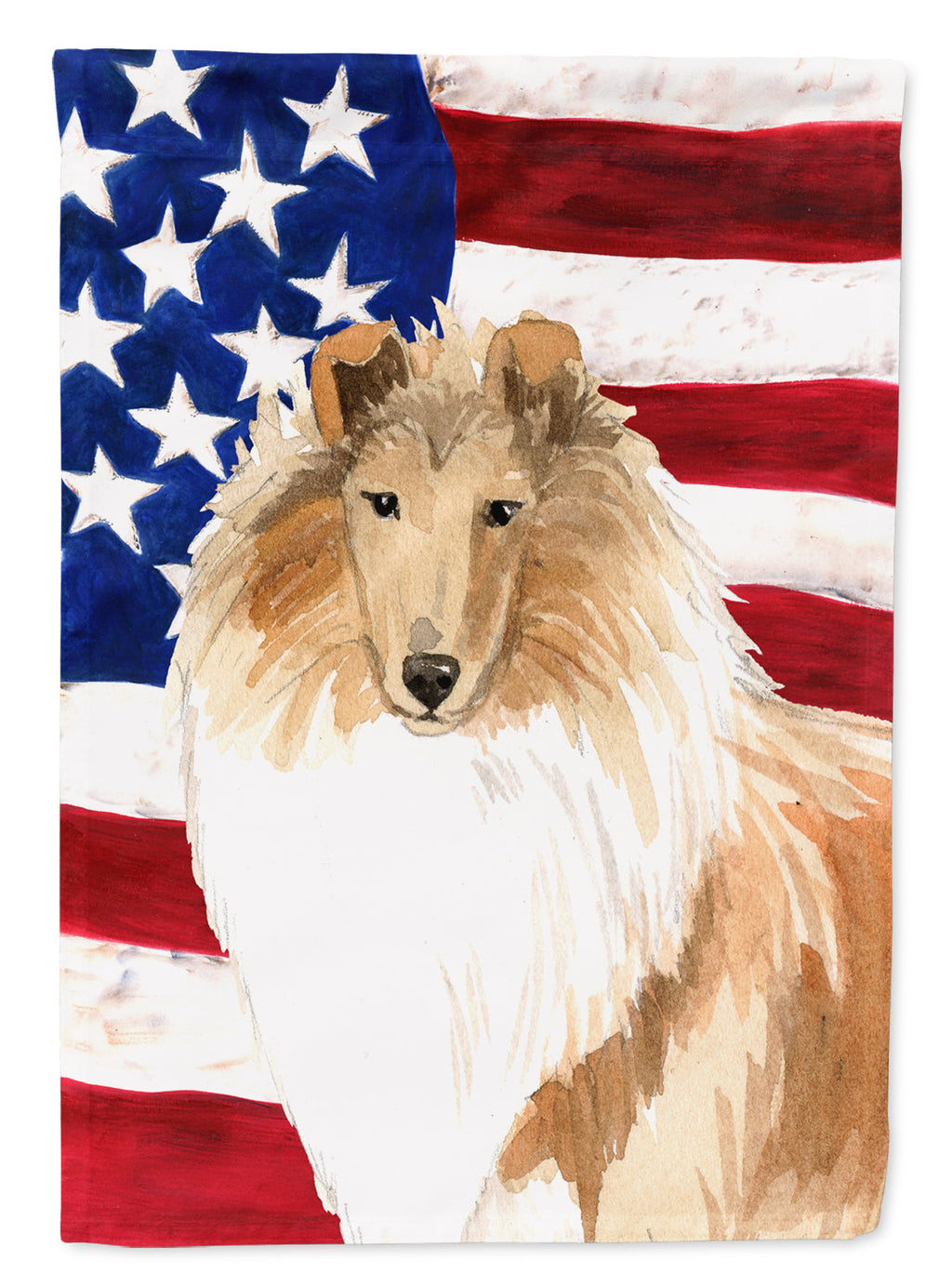 Patriotic USA Rough Collie Garden Flag Mailbox Decorative Yard Banner Outside Patio Artwork for Flower Beds, Garden Size, Multicolor