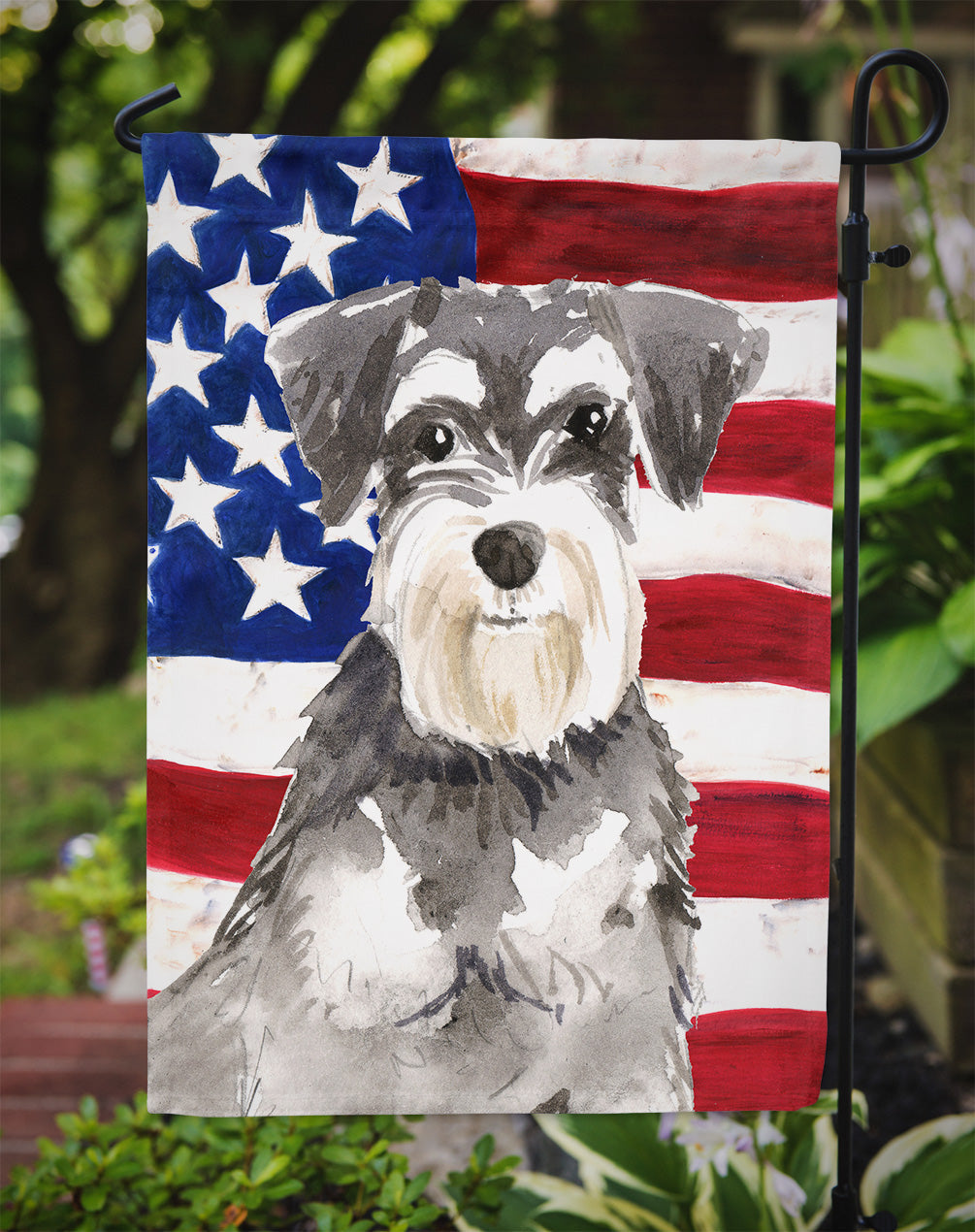 Patriotic USA Schnauzer #2 Garden Flag Mailbox Decorative Yard Banner Outside Patio Artwork for Flower Beds, Garden Size, Multicolor