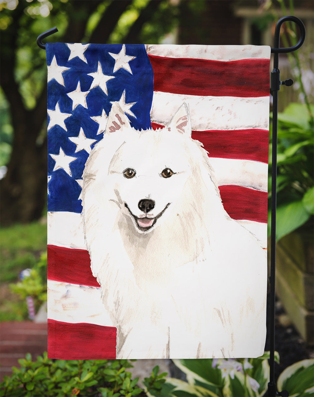 Patriotic USA Japanese Spitz Garden Flag Mailbox Decorative Yard Banner Outside Patio Artwork for Flower Beds, Garden Size, Multicolor