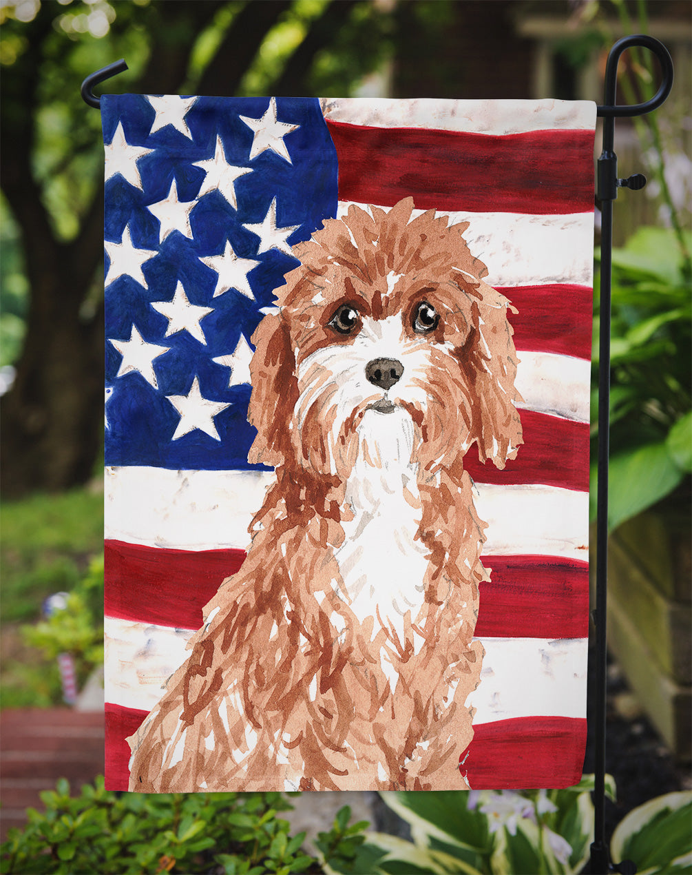 Patriotic USA Cavapoo Garden Flag Mailbox Decorative Yard Banner Outside Patio Artwork for Flower Beds, Garden Size, Multicolor