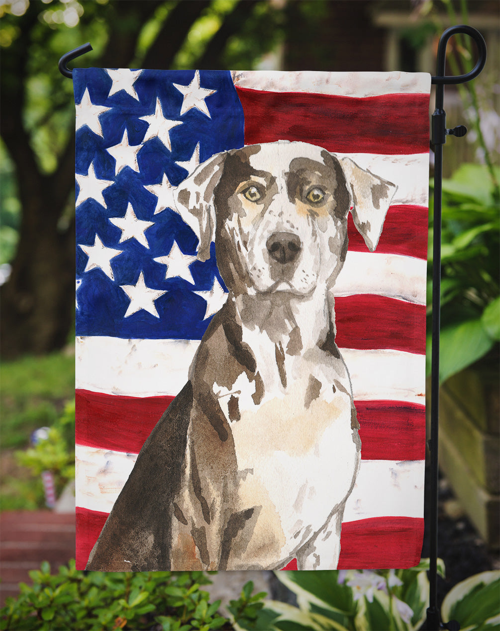 Patriotic USA Catahoula Leopard Dog Garden Flag Mailbox Decorative Yard Banner Outside Patio Artwork for Flower Beds, Garden Size, Multicolor