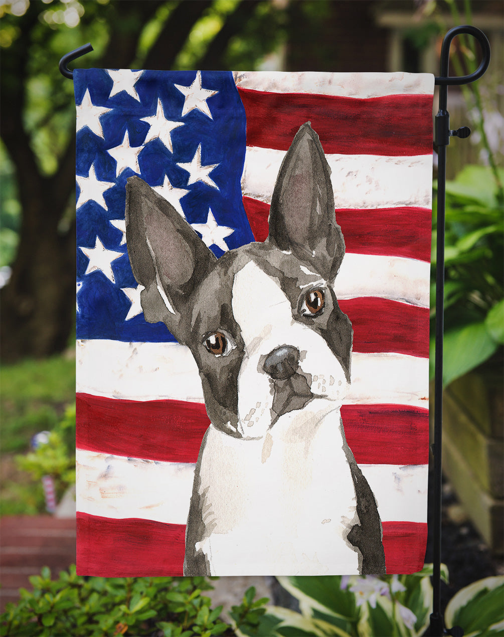 Patriotic USA Boston Terrier Garden Flag Mailbox Decorative Yard Banner Outside Patio Artwork for Flower Beds, Garden Size, Multicolor