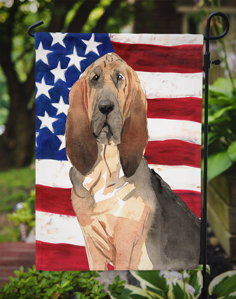 Patriotic USA Bloodhound Garden Flag Mailbox Decorative Yard Banner Outside Patio Artwork for Flower Beds, Garden Size, Multicolor
