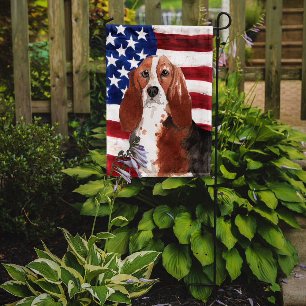 Patriotic USA Basset Hound Garden Flag Mailbox Decorative Yard Banner Outside Patio Artwork for Flower Beds, Garden Size, Multicolor