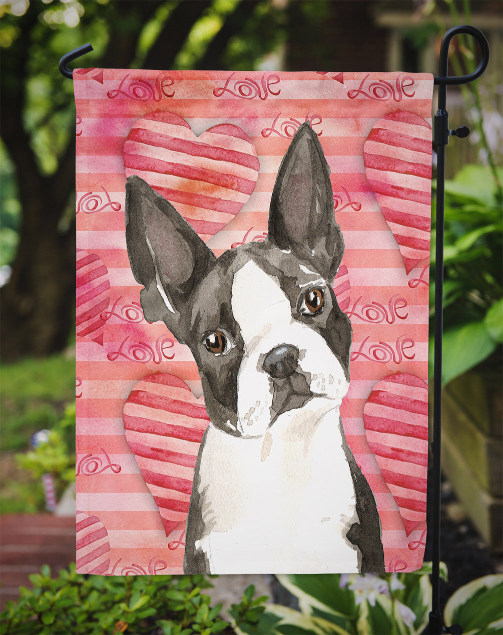 Love a Boston Terrier Garden Flag Mailbox Decorative Yard Banner Outside Patio Artwork for Flower Beds, Garden Size, Multicolor
