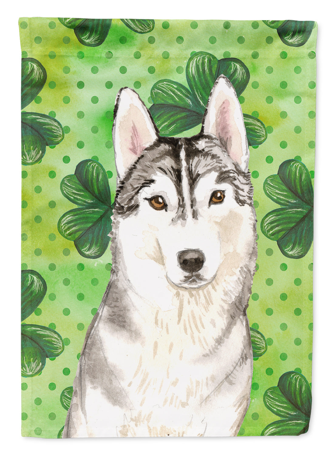 Shamrocks Siberian Husky Garden Flag Mailbox Decorative Yard Banner Outside Patio Artwork for Flower Beds, Garden Size, Multicolor