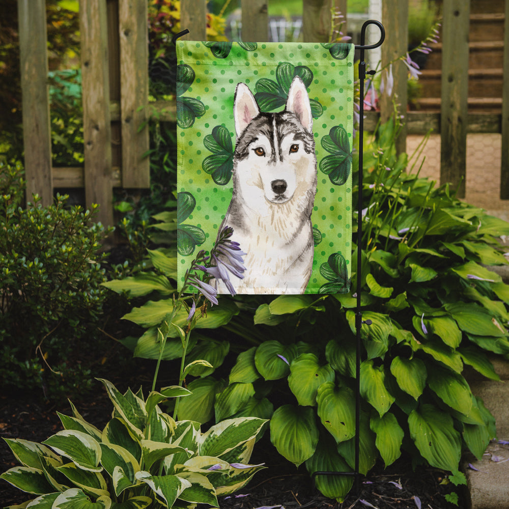 Shamrocks Siberian Husky Garden Flag Mailbox Decorative Yard Banner Outside Patio Artwork for Flower Beds, Garden Size, Multicolor