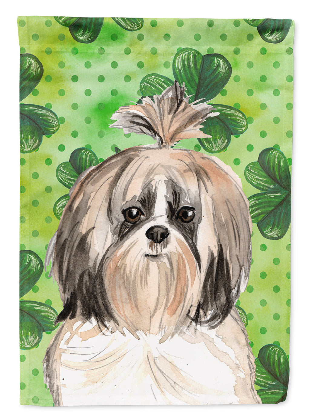 Shamrocks Shih Tzu Garden Flag Mailbox Decorative Yard Banner Outside Patio Artwork for Flower Beds, Garden Size, Multicolor
