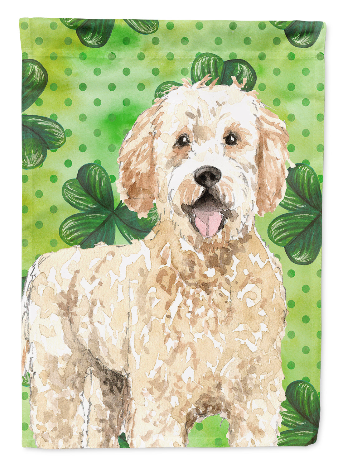 Shamrocks Goldendoodle Garden Flag Mailbox Decorative Yard Banner Outside Patio Artwork for Flower Beds, Garden Size, Multicolor