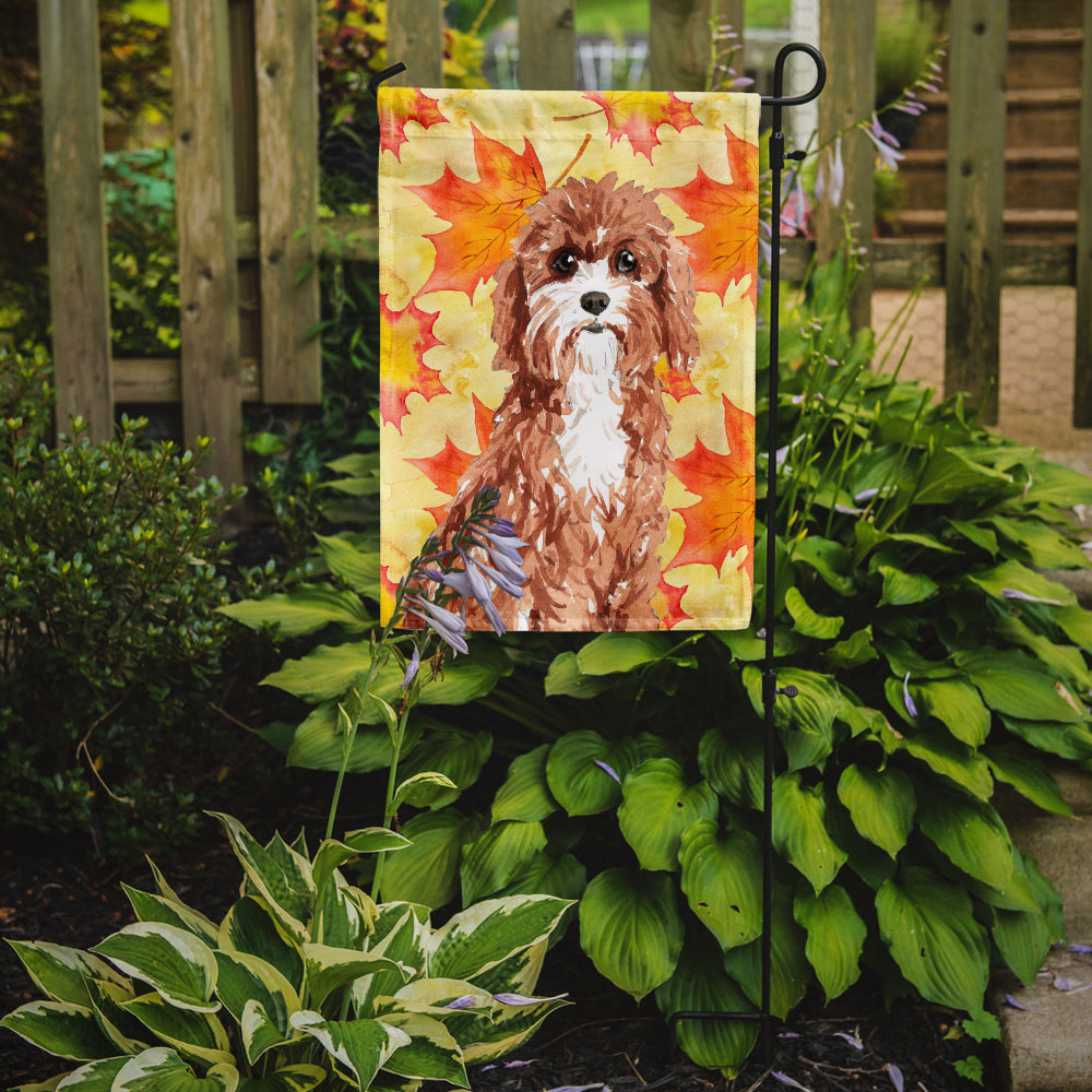 Fall Leaves Cavapoo Garden Flag Mailbox Decorative Yard Banner Outside Patio Artwork for Flower Beds, Garden Size, Multicolor