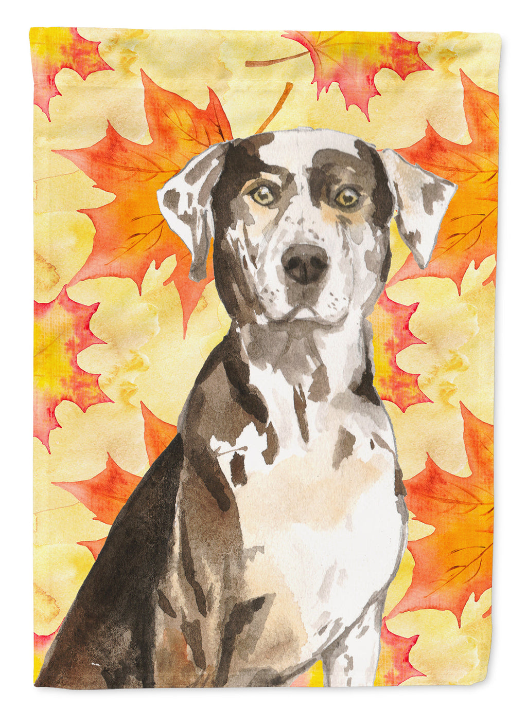 Fall Leaves Catahoula Leopard Dog Garden Flag Mailbox Decorative Yard Banner Outside Patio Artwork for Flower Beds, Garden Size, Multicolor