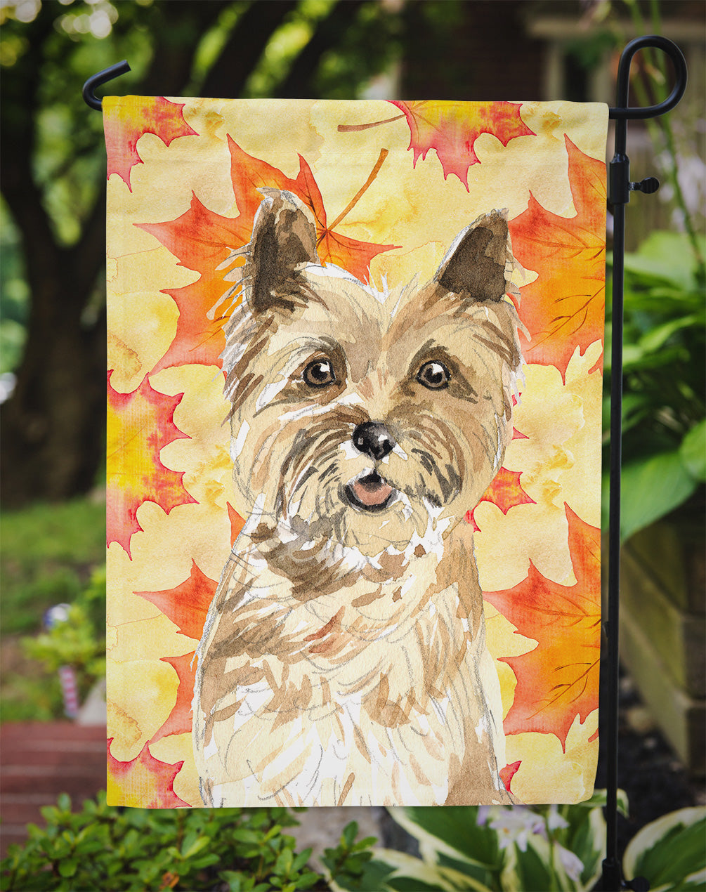 Fall Leaves Cairn Terrier Garden Flag Mailbox Decorative Yard Banner Outside Patio Artwork for Flower Beds, Garden Size, Multicolor