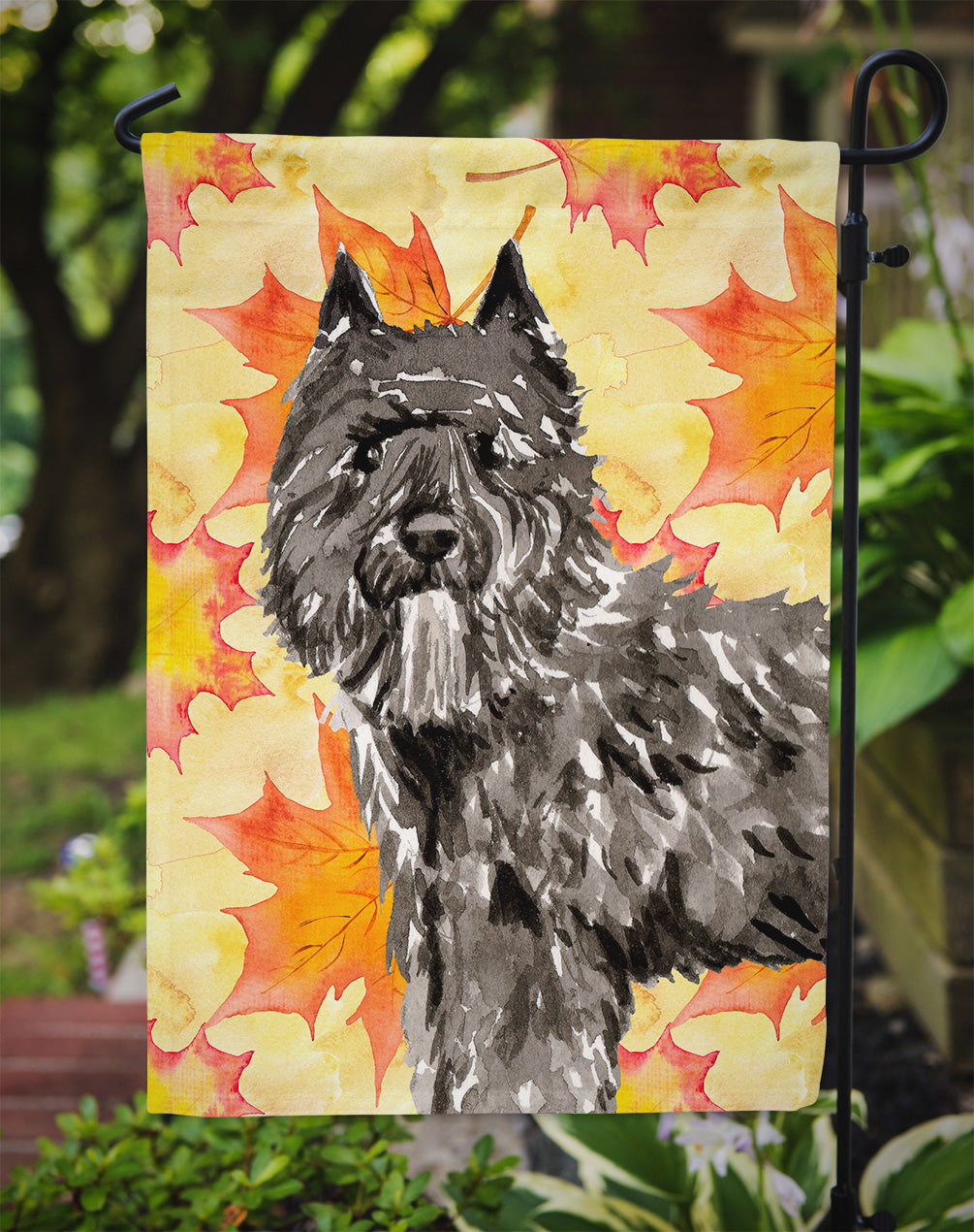 Fall Leaves Bouvier des Flandres Garden Flag Mailbox Decorative Yard Banner Outside Patio Artwork for Flower Beds, Garden Size, Multicolor