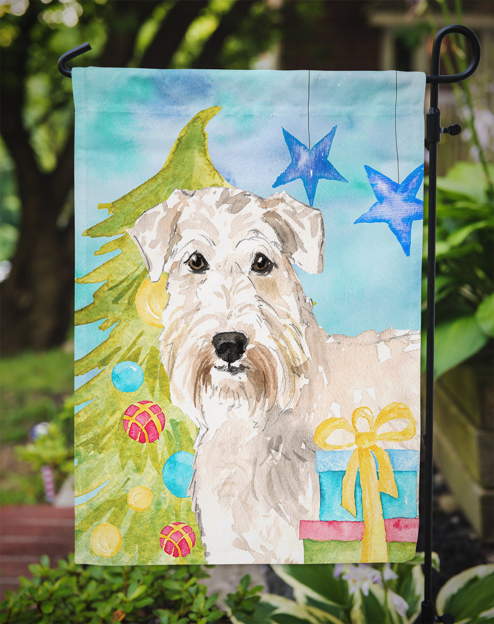 Christmas Tree Wheaten Terrier Garden Flag Mailbox Decorative Yard Banner Outside Patio Artwork for Flower Beds, Garden Size, Multicolor