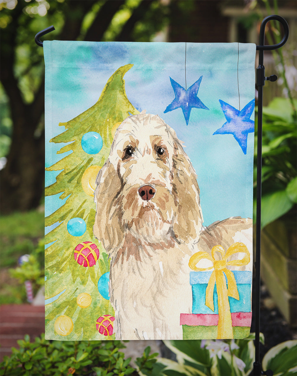 Christmas Tree Spinone Italiano Garden Flag Mailbox Decorative Yard Banner Outside Patio Artwork for Flower Beds, Garden Size, Multicolor
