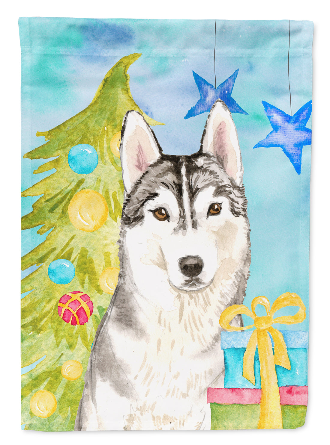 Christmas Tree Siberian Husky Garden Flag Mailbox Decorative Yard Banner Outside Patio Artwork for Flower Beds, Garden Size, Multicolor