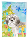 Christmas Tree Shih Tzu Puppy Garden Flag Mailbox Decorative Yard Banner Outside Patio Artwork for Flower Beds, Garden Size, Multicolor