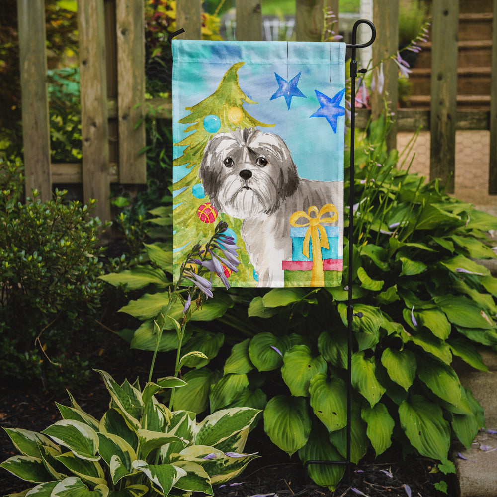 Christmas Tree Shih Tzu Puppy Garden Flag Mailbox Decorative Yard Banner Outside Patio Artwork for Flower Beds, Garden Size, Multicolor