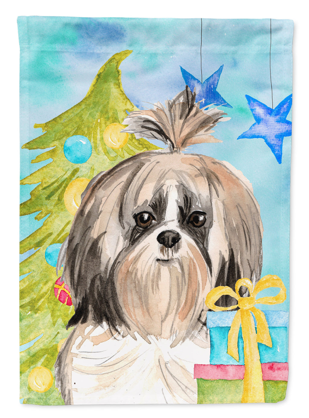 Christmas Tree Shih Tzu Garden Flag Mailbox Decorative Yard Banner Outside Patio Artwork for Flower Beds, Garden Size, Multicolor