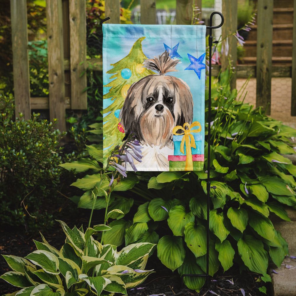 Christmas Tree Shih Tzu Garden Flag Mailbox Decorative Yard Banner Outside Patio Artwork for Flower Beds, Garden Size, Multicolor