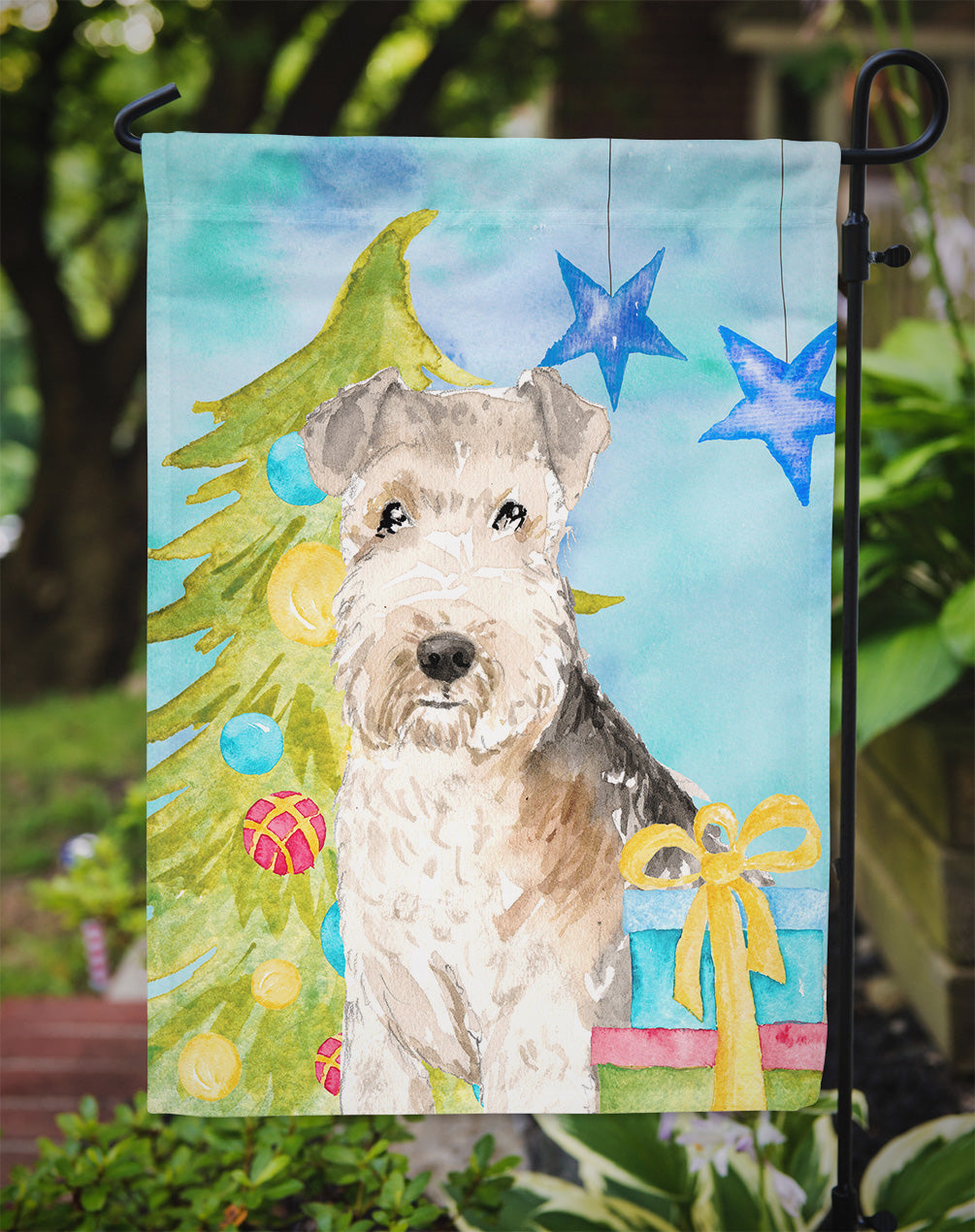 Christmas Tree Lakeland Terrier Garden Flag Mailbox Decorative Yard Banner Outside Patio Artwork for Flower Beds, Garden Size, Multicolor