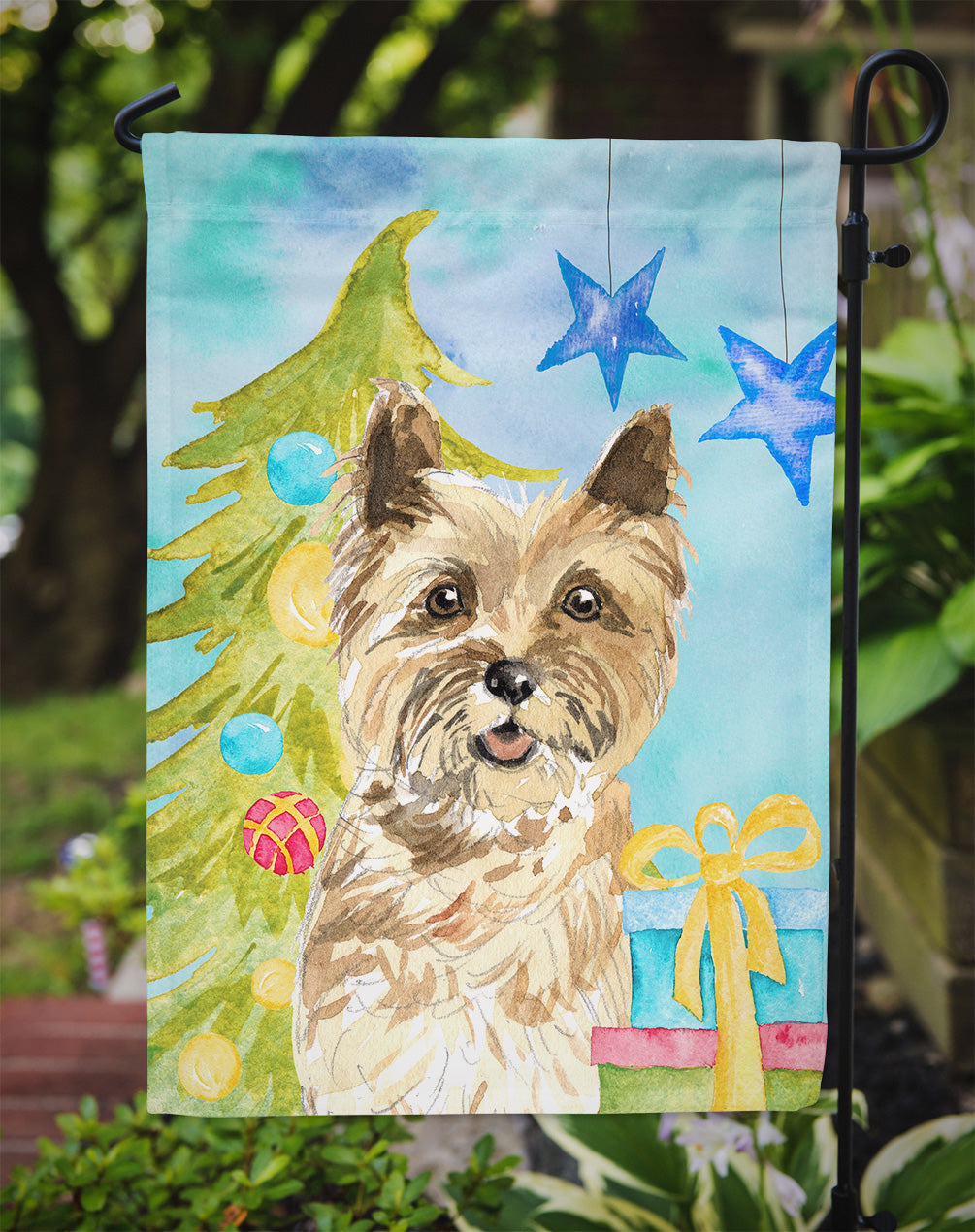 Christmas Tree Cairn Terrier Garden Flag Mailbox Decorative Yard Banner Outside Patio Artwork for Flower Beds, Garden Size, Multicolor