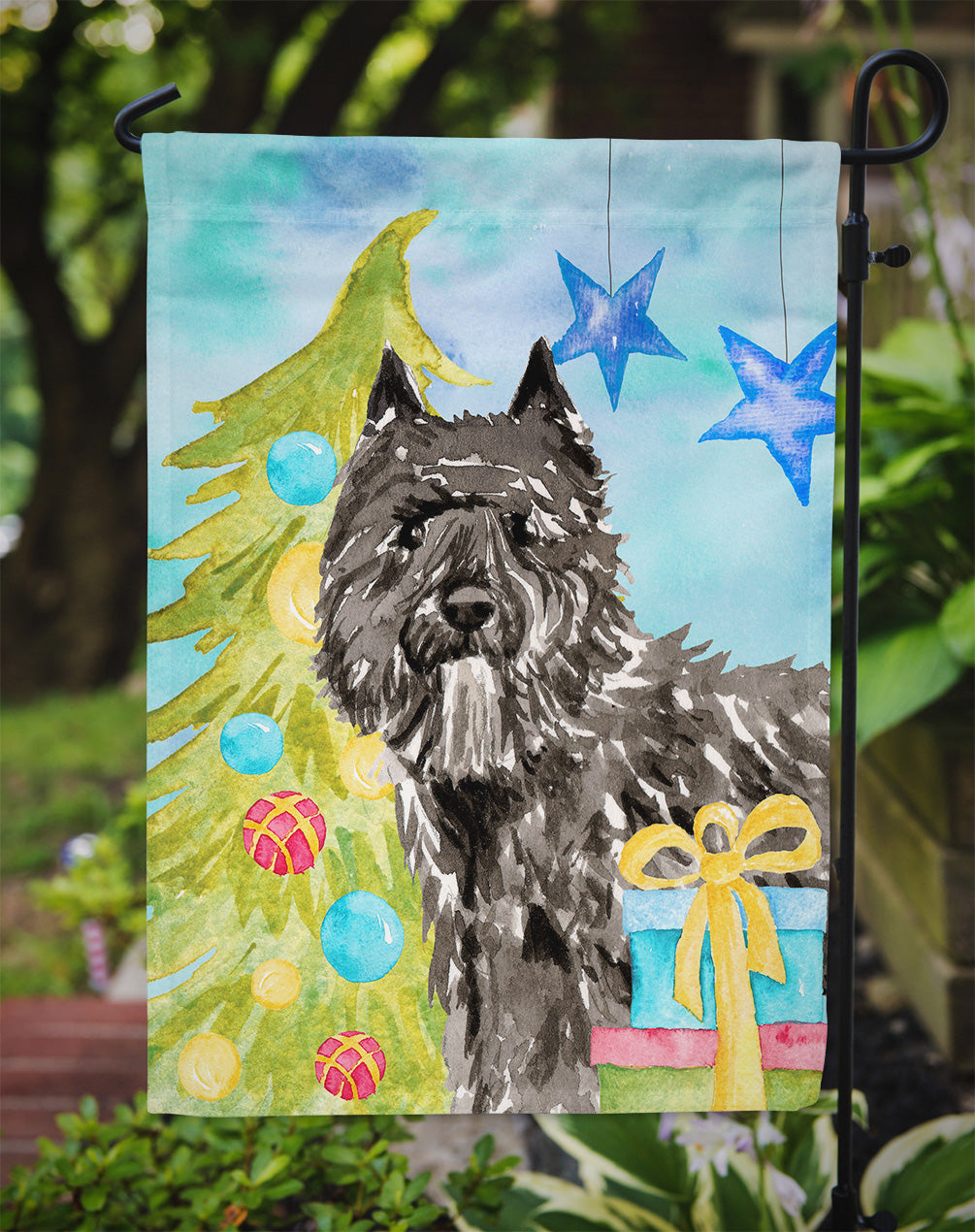 Christmas Tree Bouvier des Flandres Garden Flag Mailbox Decorative Yard Banner Outside Patio Artwork for Flower Beds, Garden Size, Multicolor