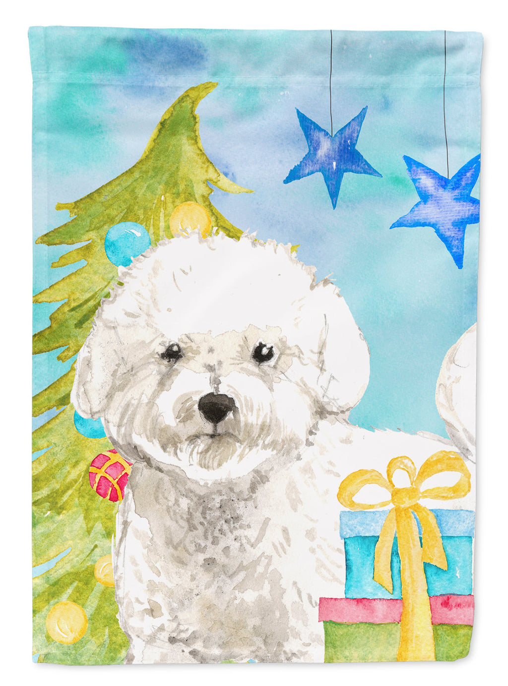 Christmas Tree Bichon Frise Garden Flag Mailbox Decorative Yard Banner Outside Patio Artwork for Flower Beds, Garden Size, Multicolor