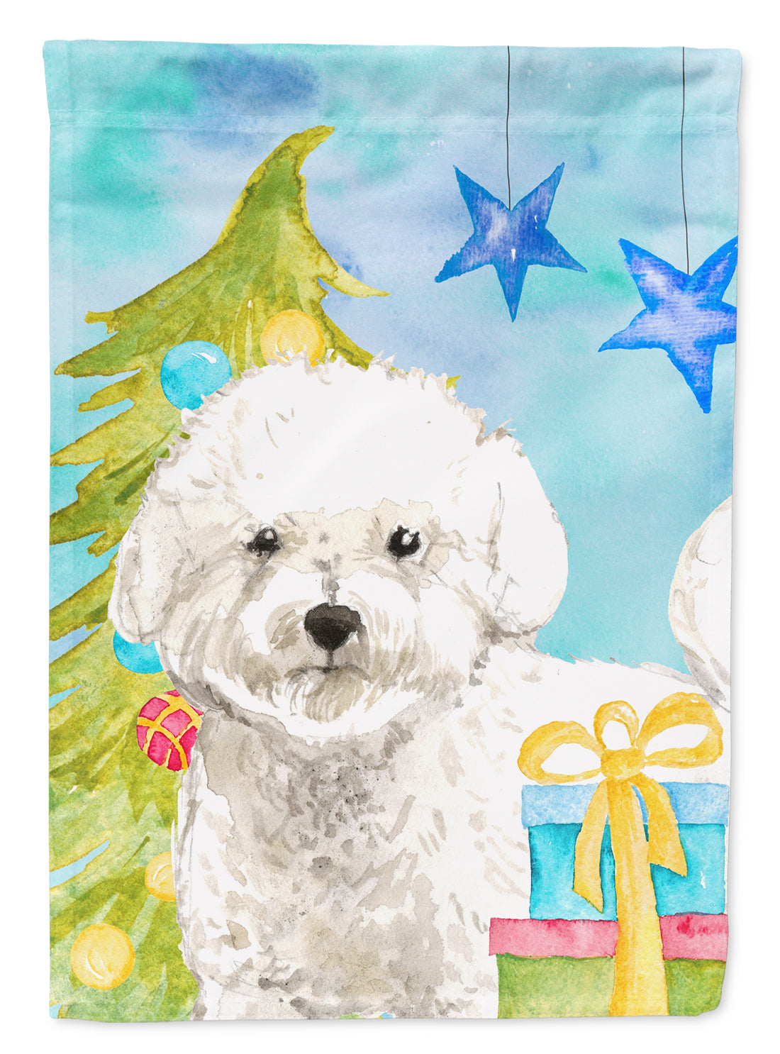 Christmas Tree Bichon Frise Garden Flag Mailbox Decorative Yard Banner Outside Patio Artwork for Flower Beds, Garden Size, Multicolor