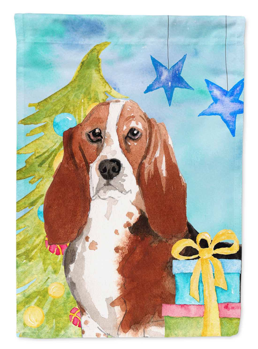 Christmas Tree Basset Hound Garden Flag Mailbox Decorative Yard Banner Outside Patio Artwork for Flower Beds, Garden Size, Multicolor
