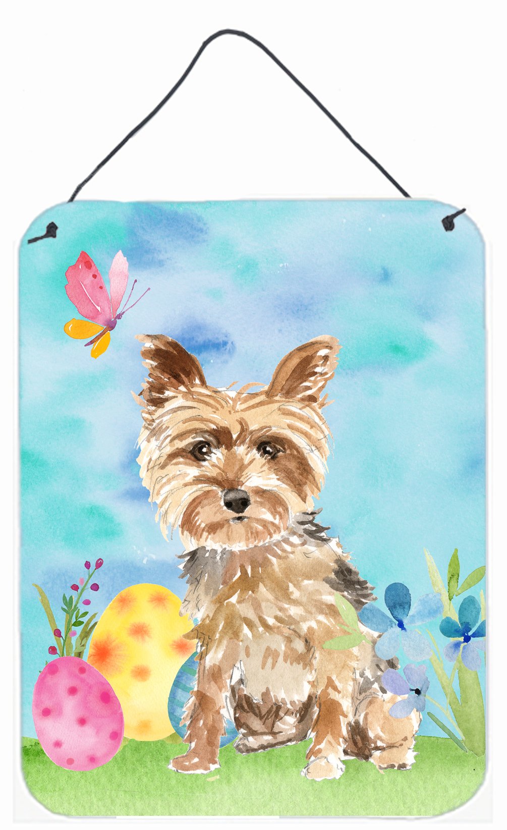 Easter Eggs Yorkie Yorkshire Terrier Wall or Door Hanging Prints Aluminum Metal Sign Kitchen Wall Bar Bathroom Plaque Home Decor Front Door Plaque, 12x16, Multicolor