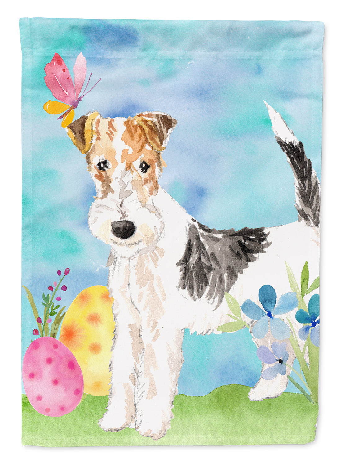 Easter Eggs Fox Terrier Garden Flag Mailbox Decorative Yard Banner Outside Patio Artwork for Flower Beds, Garden Size, Multicolor