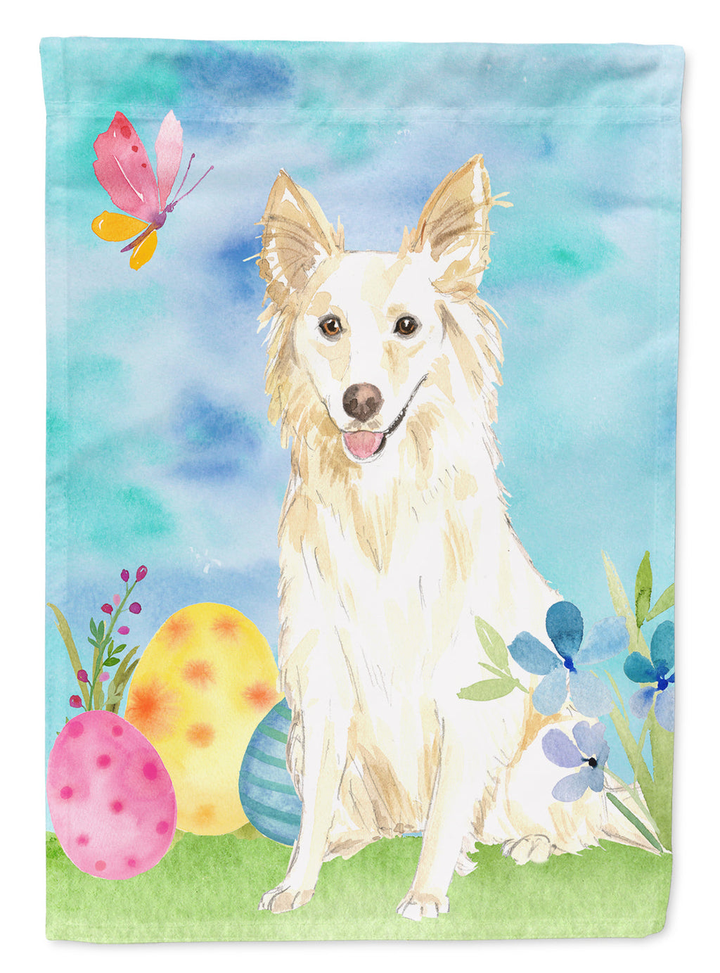 Easter Eggs White Collie Garden Flag Mailbox Decorative Yard Banner Outside Patio Artwork for Flower Beds, Garden Size, Multicolor